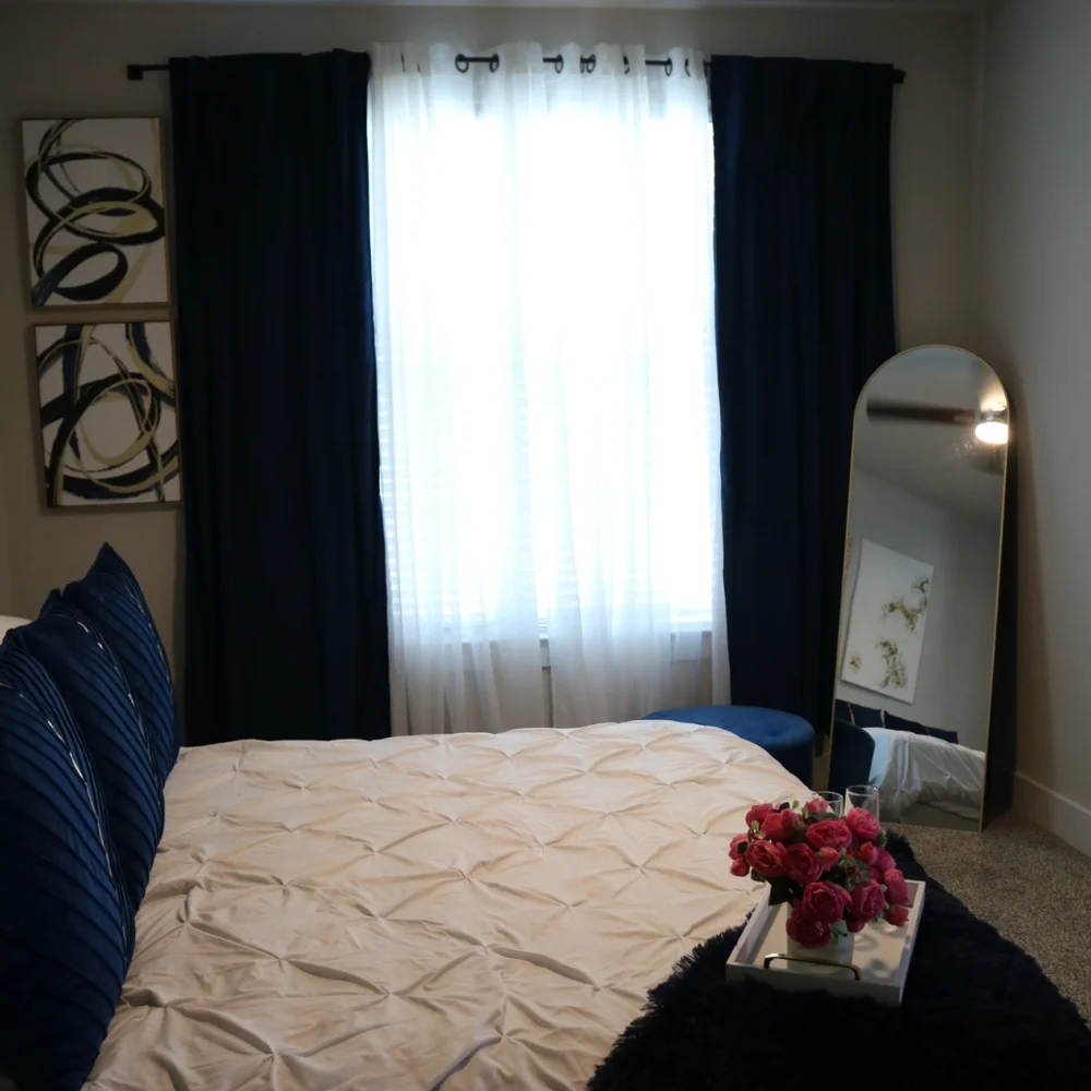Elegant Navy Blue Curtains 2 Panels